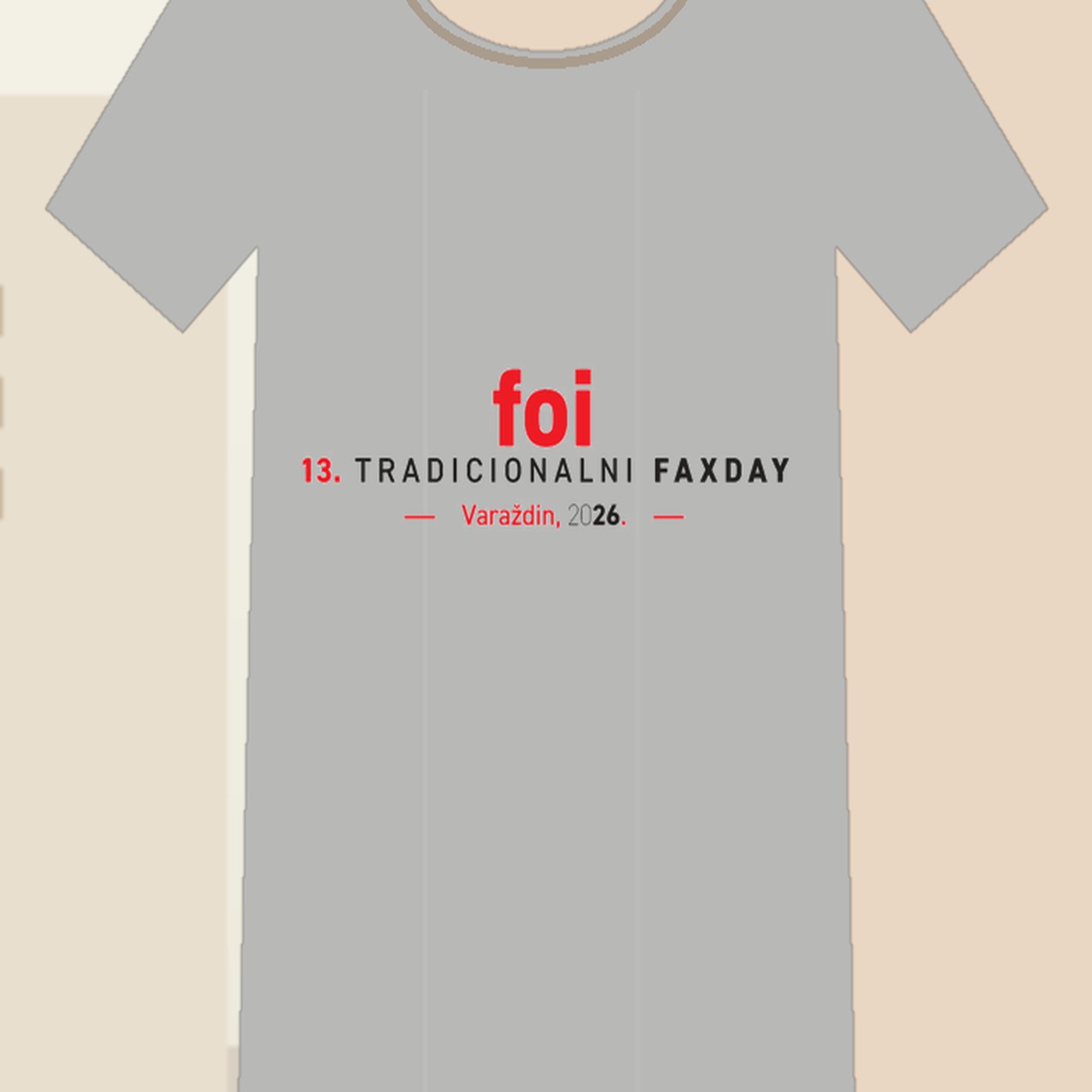 FOI Faxday 2026 prednji print na majici izbliza